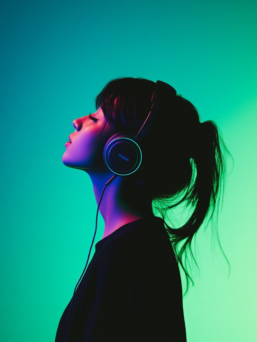Woman Immersed in Music